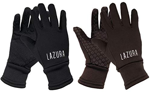 Lazura - Winter Reithandschuhe Calgary | weiche Winterhandschuhe zum Reiten | inkl. Zügelverstärkung | dünne warme Handschuhe in Braun | Unisex Reitbekleidung in Größe XXS von Lazura