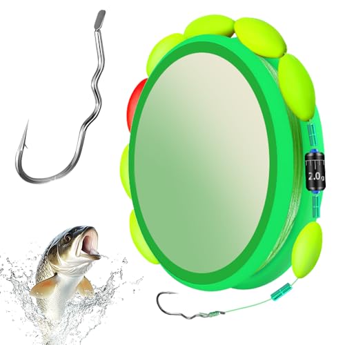 Self-Adjusting Hover Fishing Rig, AngelzubehöR, Salzwasserfester Wendehaken, AnfäNger KöDersystem, Automatische Pose, Fertigrigs Mit Hauptschnur FüR Karpfen (Hauptschnur 0,8 + Haken Größe 4) von Lbotr