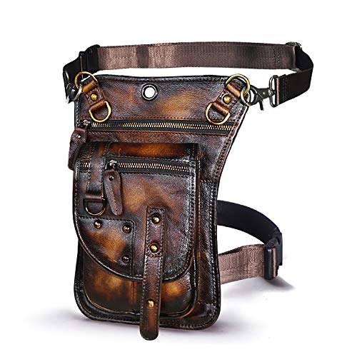 Le'aokuu Herren Echtes Leder Tasche Hüfttasche Beinbeutel Kleines Haken Tasche Messenger Bag 2141 (2141 Burgund) von Le'aokuu