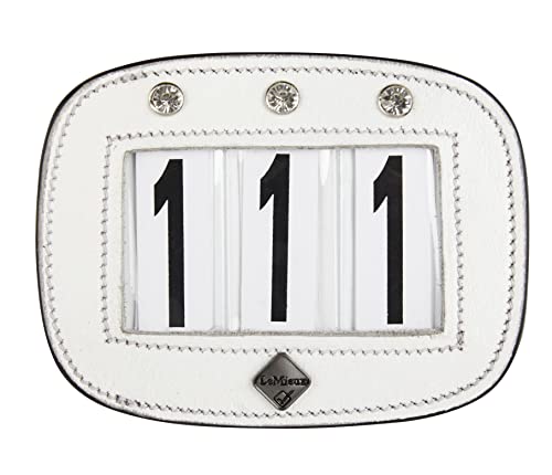 LeMieux Sattelnummernhalter quadratisch weiß mit Strass Wettbewerbs-Zahlenhalter, Diamantweiß, Einheitsgröße von LeMieux