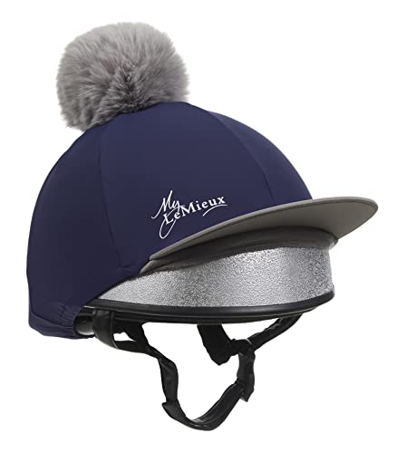LeMieux Unisex Pompon Hut Seide - Atmungsaktive Kopfbedeckung mit 4-Wege-Stretch-Stoff - Eng & Sichere Passform - Einheitsgröße, navy, One size von LeMieux