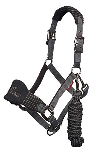 LeMieux Vogue Fleece Headcollar and Leadrope Halfter, schwarz/grau, Pony von LeMieux