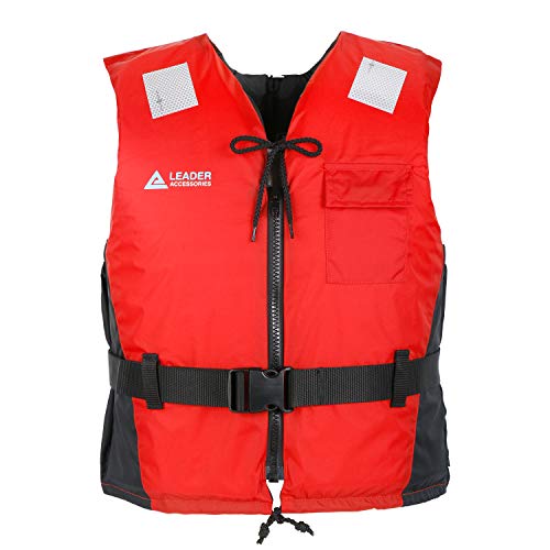 Leader Accessories Schwimmhilfe Erwachsene Auftriebsweste Feststoffweste mit Brusttasche ideal für den Wassersport, Auftriebshilfe bis zu 50N(Rot XL: 90kg+) von Leader Accessories