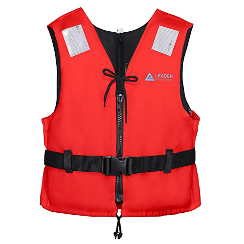 Leader International Schwimmhilfe Erwachsene, Festtoffweste ideal für den Wassersport, Auftriebshilfe bis zu 45N(Rot M: 50-70kg) von Leader Accessories