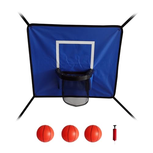 Kinder-Trampolin-Basketball-Backboard-Hoop-Set, wetterfest, einfach zu montieren, Unterhaltungssport-Zubehör für Dunks, inklusive 3 Minibällen Blau von Leadrop