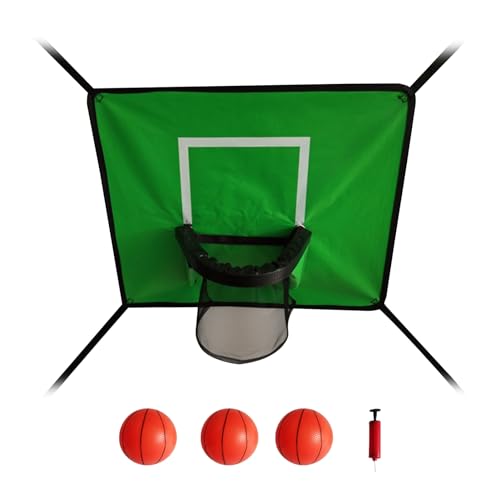 Kinder-Trampolin-Basketball-Backboard-Hoop-Set, wetterfest, einfach zu montieren, Unterhaltungssport-Zubehör für Dunks, inklusive 3 Minibällen Grün von Leadrop