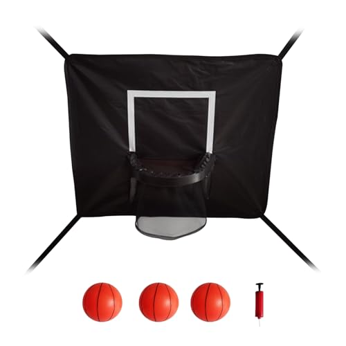Kinder-Trampolin-Basketball-Backboard-Hoop-Set, wetterfest, einfach zu montieren, Unterhaltungssport-Zubehör für Dunks, inklusive 3 Minibällen Schwarz von Leadrop