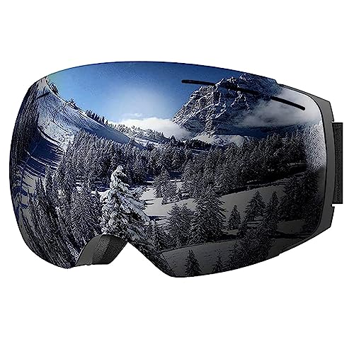 LeapBeast Skibrille, Skibrille Damen Herren Anti-Fog Ski brille OTG, Skibrille für Brillenträger, Snowboard Brille für Ski Anti-Fog, UV-Schutz Sonnenbrille (Schwarz VLT15.8%) von LeapBeast