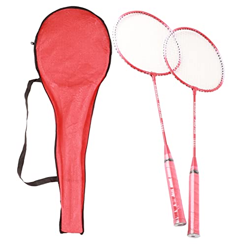 Badmintonschläger, Badmintonschläger-Set, professionelle Badminton-Paddelausrüstung für Anfänger und, leichte, elastische Mittelstange (Rot) von Leapiture