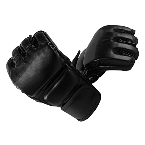 Leapiture 1 Paar Kickbox-Trainingshandschuhe, halbe Finger, Wettkampf-Boxhandschuhe, Stoßdämpfung, Kampfhandschuhe für Handschutz von Leapiture
