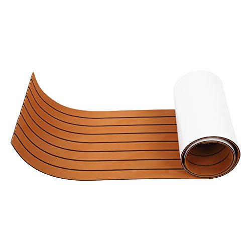 Leapiture 240 x 45 x 0,6 cm Selbstklebende Eva-Schaum-Bodenmatte für Boote, Marine-Terrassenmatte, braune Marine-Yacht-Terrassenmatte für Bootszubehör von Leapiture