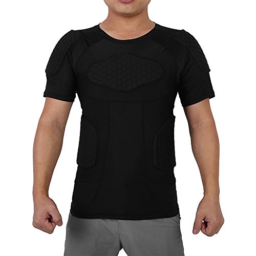 Leapiture Männer Anti-Kollisions-Sporthemden Anti-Schock-Schwamm-Sporthemd-Schutz-Zubehörausrüstung Sportzubehör Für Rugby-Basketball(M-T-Shirt) von Leapiture