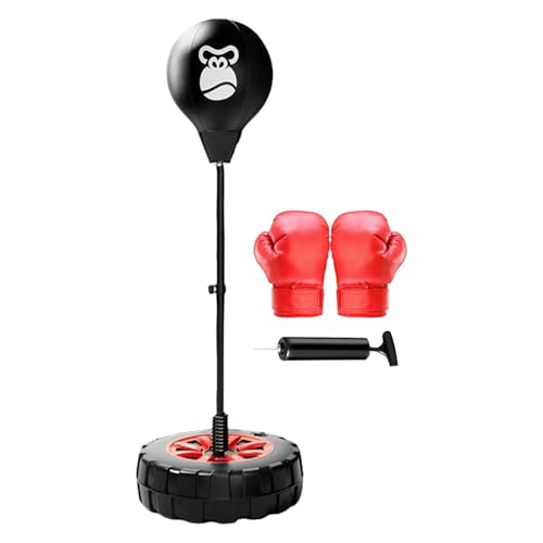 Boxsack mit Ständer - Boxtraining Speed Ball - Übung Boxsack mit Ständer, Höhenverstellbarer Speed Boxball mit Boxhandschuhen für Erwachsene von LearnLyrics