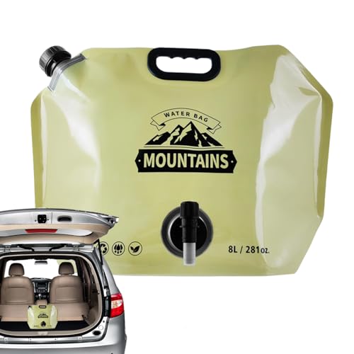 Camping Wassertasche | Faltbarer Wasserbehälter 8L - Auslaufsicherer Trinkbeutel mit verstellbarem Wasserhahn für Wandern Reisen Radfahren Rucksack Auto Sport Angeln Picknick von LearnLyrics
