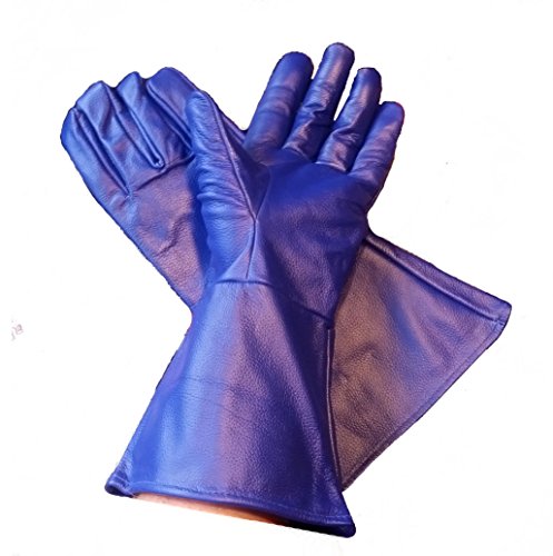 Handschuhe aus Leder, Größe M, Blau von Leather Mystics