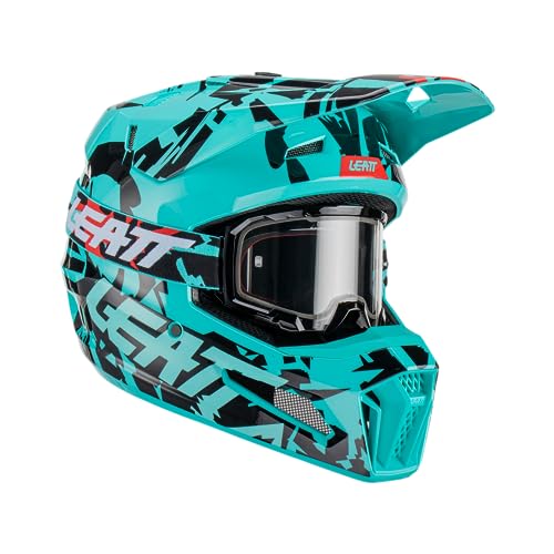 Leatt 3.5 Zebra Motocross Helm mit Brille (Blue/Black,L (59/60)) von Leatt