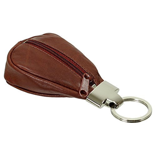 Branco Leder Schlüsseletui Mini Geldbörse Schlüsseltasche Schlüsselmappe Schlüsselanhänger mit Reißverschlussfach Minibörse Farbe Braun von Ledershop24