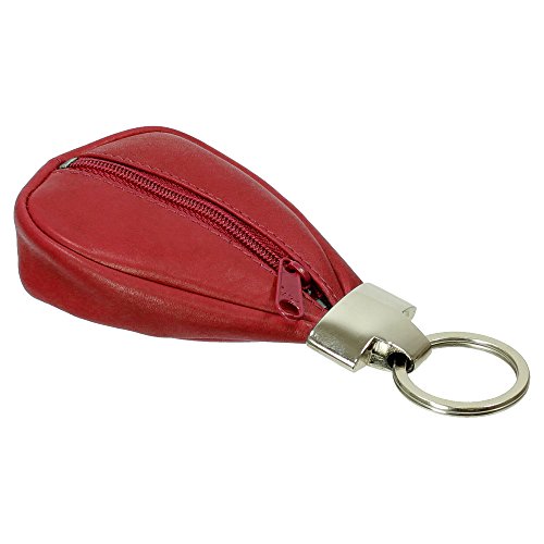 Branco Leder Schlüsseletui Mini Geldbörse Schlüsseltasche Schlüsselmappe Schlüsselanhänger mit Reißverschlussfach Minibörse Farbe Rot von Ledershop24