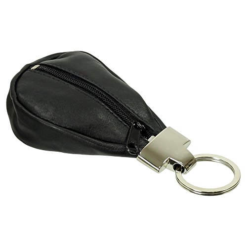 Branco Leder Schlüsseletui Mini Geldbörse Schlüsseltasche Schlüsselmappe Schlüsselanhänger mit Reißverschlussfach Minibörse Farbe Schwarz von Ledershop24