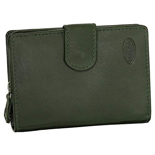Kleine Luxus Leder Damen Geldbörse Portemonnaie Geldbeutel mit Reißverschluss 8 cm Farbe grün von Ledershop24