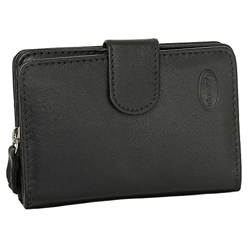 Kleine Luxus Leder Damen Geldbörse Portemonnaie Geldbeutel mit Reißverschluss 8 cm Farbe schwarz von Ledershop24