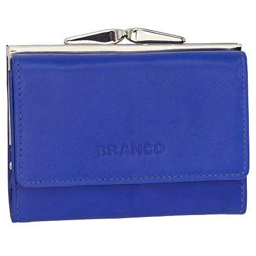 Leder Damen Geldbörse Portemonnaie Geldbeutel Bügelbörse mit Knipser 210 Farbe Royalblau von Ledershop24