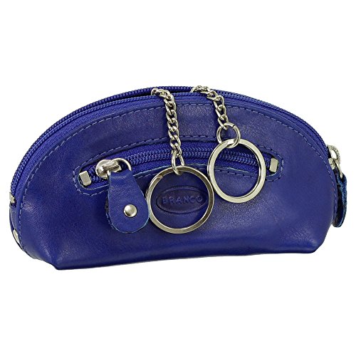 Leder Schlüsseletui Schlüsseltasche Schlüsselmappe Schlüsselbeutel mit Reißverschlussfach Farbe Royalblau von Ledershop24