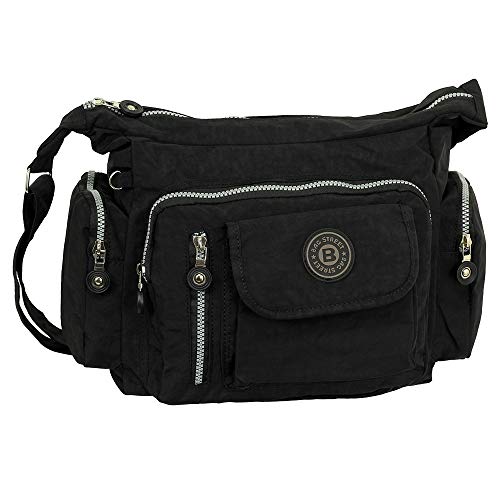 Ledershop24 Geschenkset - Leichte Damen & Herren Umhängetasche Schultertasche Sporttasche Stofftasche Farbe Schwarz von Ledershop24