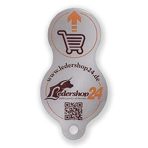 Ledershop24 Schlüsselanhänger Edelstahl Mein Johann Herren & Damen Einkaufswagenlöser rund von Ledershop24
