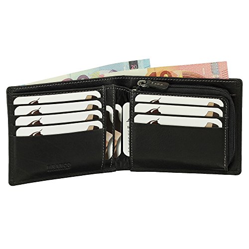 Luxus Leder Geldbörse Portemonnaie Geldbeutel Münzfach mit Reißverschluss 12 cm Farbe schwarz von Ledershop24