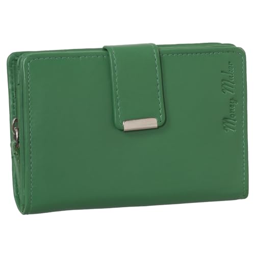 RFID Damen Leder Geldbörse Damen Portemonnaie Damen Geldbeutel - Farbe Grün - Geschenkset + exklusiven Schlüsselanhänger von Ledershop24
