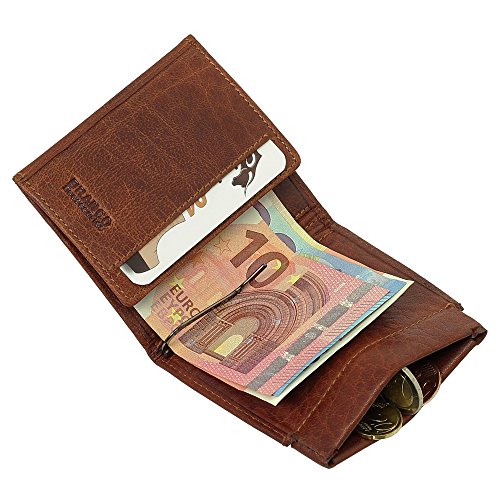 Sportliche Leder Dollarclip Herren Geldbörse Geldclip Geldbeutel mit Geldklammer Cognac von Ledershop24