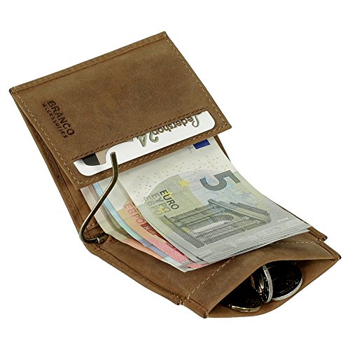 Sportliche Leder Dollarclip Herren Geldbörse Geldclip Geldbeutel mit Geldklammer Portemonnaie Rust von Ledershop24