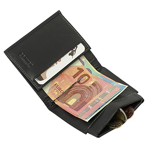 Sportliche Leder Dollarclip Herren Geldbörse Geldclip Geldbeutel mit Geldklammer Schwarz von Ledershop24
