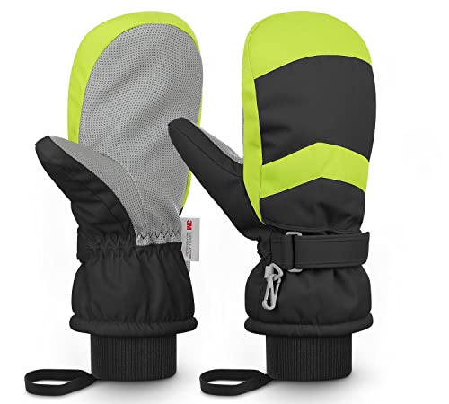 Skihandschuhe Kinder - Wasserdicht Handschuhe Kinder Winterhandschuhe für Jungen und Mädchen, Warme Fäustlinge Handschuhe Atmungsaktiv Winter Thinsulate Ski Schnee Handschuhe für 3-14 Jahre Kinder von Leeboom