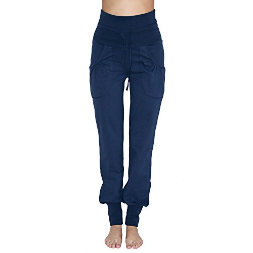 Leela Cotton Damen Yoga-Hose Bio-Baumwolle/Elasthan, Navy, Gr. XL von Leela Cotton