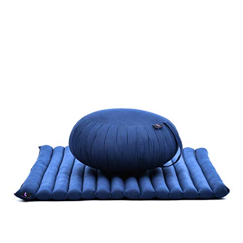 Leewadee Meditationskissen Set Sitzkissen Rund Zafu Yoga Kissen Zabuton Yogakissen Meditationskissen Meditation Zubehör Yoga Sitzkissen Yoga Meditationskissen, Kapok, Blau von Leewadee