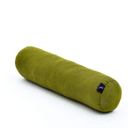 Leewadee Pilates Rolle Nackenstütze kleines Yoga Bolster Yogakissen ökologisches Naturprodukt, Kapok, 50 x 15 x 15 cm, Grün von Leewadee