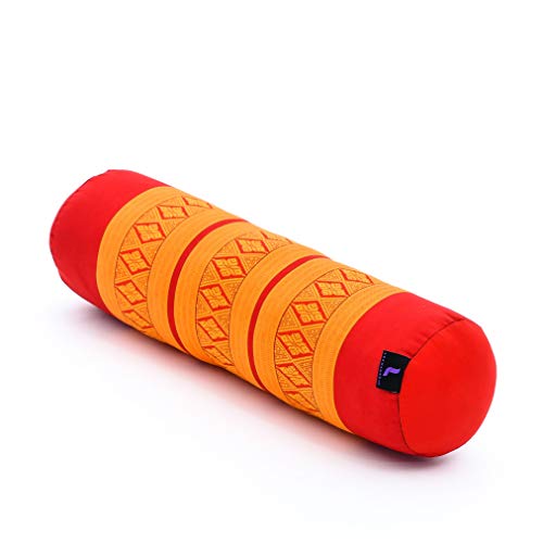 Leewadee Pilates Rolle Nackenstütze kleines Yoga Bolster Yogakissen ökologisches Naturprodukt, Kapok, 50 x 15 x 15 cm, Orange Rot von Leewadee