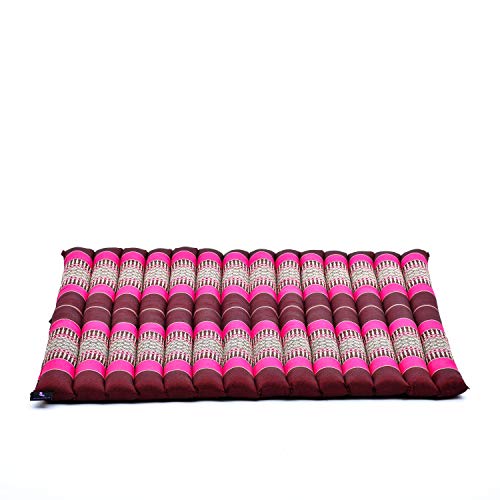 Leewadee Zabuton Rollbare Meditations-Matte Tragbare Sitzmatte Ökologisches Naturprodukt, Kapok, 70 x 70 cm, Rotbraun Pink von Leewadee