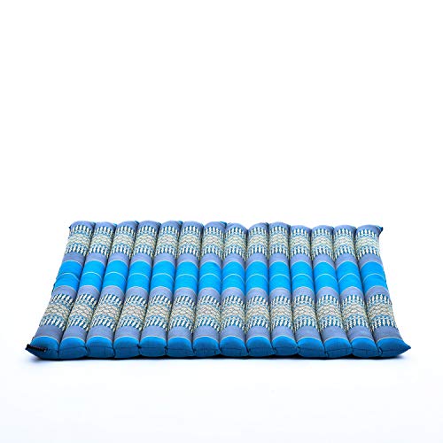 Leewadee Zabuton Rollbare Meditations-Matte Tragbare Sitzmatte Ökologisches Naturprodukt, Kapok, 70 x 70 cm, Hellblau von Leewadee
