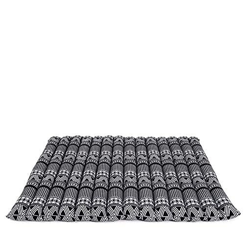 Leewadee Zabuton Rollbare Meditations-Matte Tragbare Sitzmatte Ökologisches Naturprodukt, Kapok, 70 x 70 cm, Schwarz Weiß von Leewadee