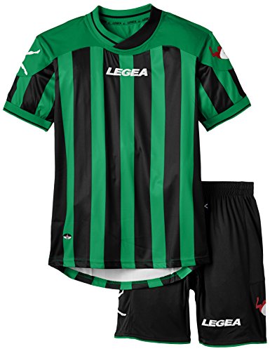 Legea Herren Jungen Fußball Kit Trikot Shirt Short Hosen Klein Armel Hallenfußball Salonicco Grün/Schwarz (XXS) von Legea