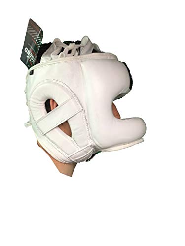 Kopfschutz + Nasenschutz Boxen Herren/Damen Weiß Leder M von Legend Sports