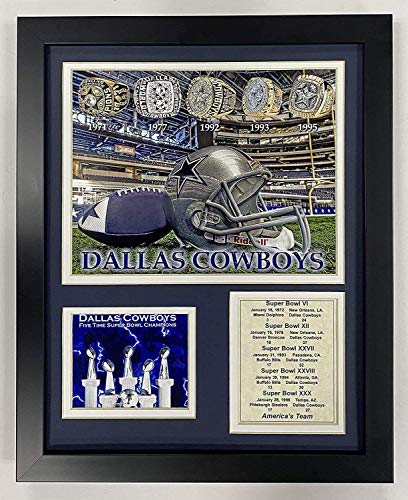 Legenden Sterben Nie Dallas Cowboys Super Bowl Ringe gerahmtes Foto Collage, 11 x 35,6 cm von Legends Never Die