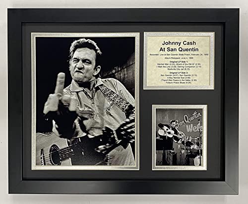 Legenden Sterben Nie Johnny Cash at San Quentin gerahmtes Foto Collage, 11 x 35,6 cm von Legends Never Die