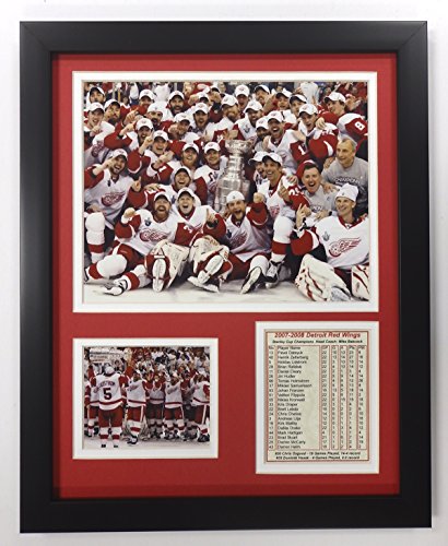 Legenden Sterben Nie NHL Detroit Red Wings 2008 Stanley-Cup-Champions doppelt mattiert Bilderrahmen, 30,5 x 38,1 cm von Legends Never Die
