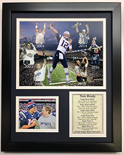 Legends Never Die Unisex-Erwachsene NFL New England Patriots 2018 Super Bowl LIII Champions Framed Photo Collage, 6-Time, 12" x 15" Foto, Tom Brady 6X Champ von Legends Never Die