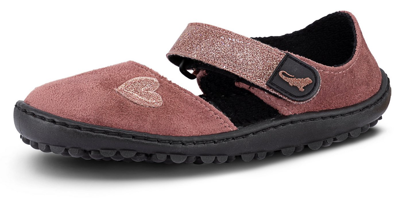 Leguano LEGUANITO JARINA Barfußschuh, Halbschuh, Bequemschuh mit Glitzer und Herzapplikation von Leguano