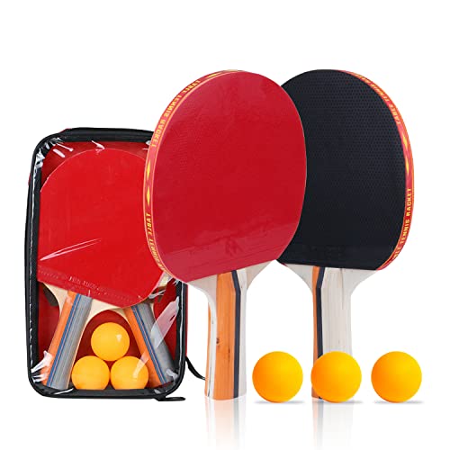 Leikurvo Professionel Tischtennis-Set, 2 Tischtennisschläger + 3 Tischtennis Bälle, Tischtennis Schläger Set mit Tasche, Table Tennis Set Ideal für Amateure, Anfänger, Profis von Leikurvo